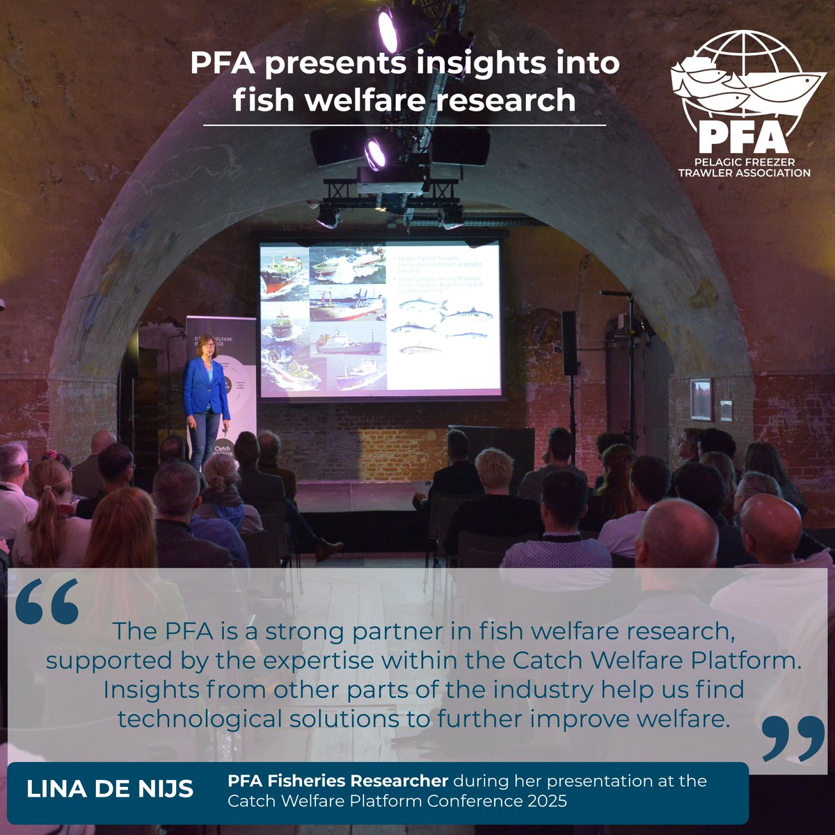 PFA_eu's tweet image. PFA fisheries researcher @Linadenijs gave a presentation at the Catch Welfare Platform Conference about our research into fish welfare.    

Events as this, involving relevant stakeholders, help to guide the next steps.