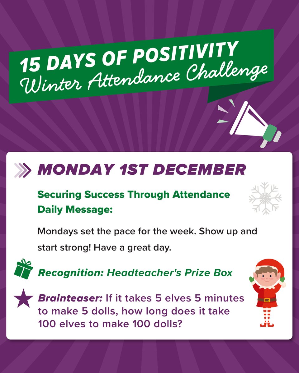 A new day and a fresh start. Let’s launch our winter positivity drive with brilliant attendance.