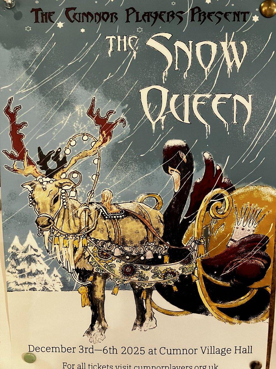 Cumnor Players panto' "The Snow Queen" starts on Wednesday this week. A few tickets still available for Thursday night. Come along and boo &amp; hiss at the very bad baddie queen! Get tickets at cumnorplayers.org