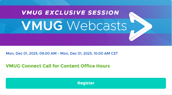 As a VMUG Connect speaker, you can inspire your peers and beef up your resume in the process. And, we're here to help! Join <a href="/BradTompkins_/">BradTompkins_</a> on 12/1 for a webcast walking through how to apply and what it takes to create a meaningful session. Register now: bit.ly/4ap8k7b