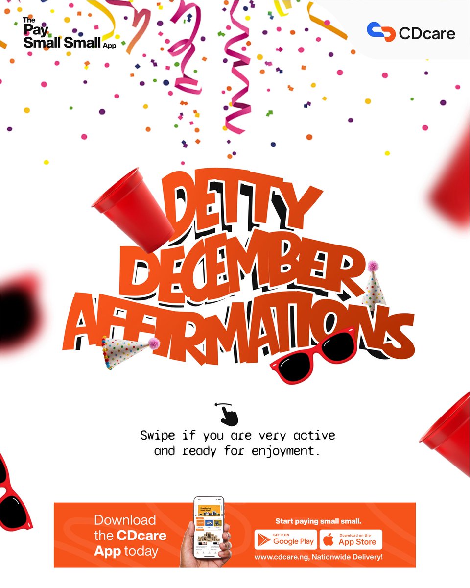 CDcareNG's tweet photo. Welcome to the very merry month of the year.

Can you feel the festive around you already? Well this means, you need these affirmations.

Affirm it, if yours is not there, drop it in the comments.
Happy New Month CDcare Geng!

#CDcare #paysmallsmall #welcometodecember #HappyNewMonth