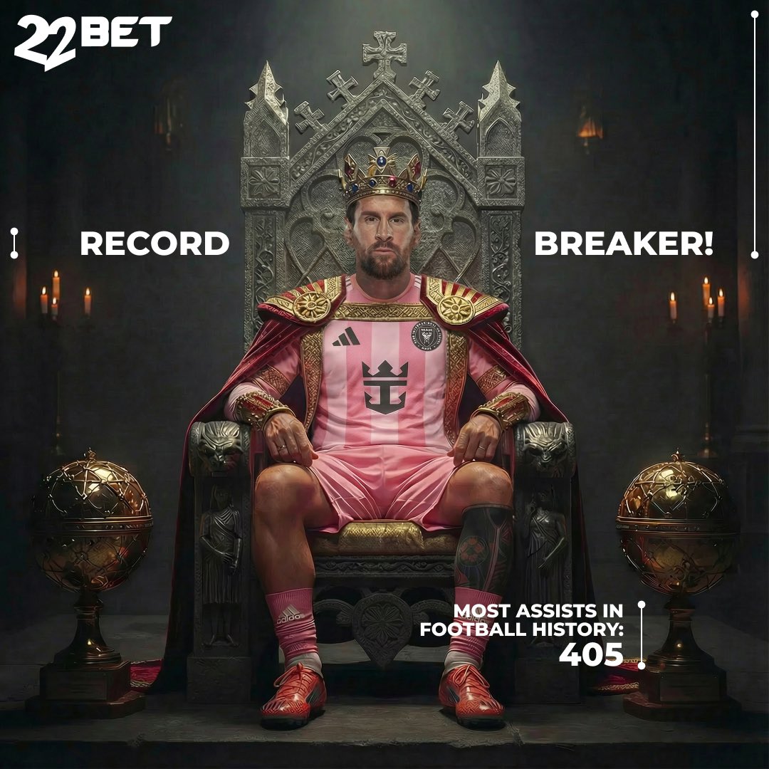 🚨 History REWRITTEN!

 Lionel Messi now holds the record for the most assists in football history — 405.
 The GOAT isn’t done yet. 🐐
 Puskas (404) and Pelé (369) now trail the king.