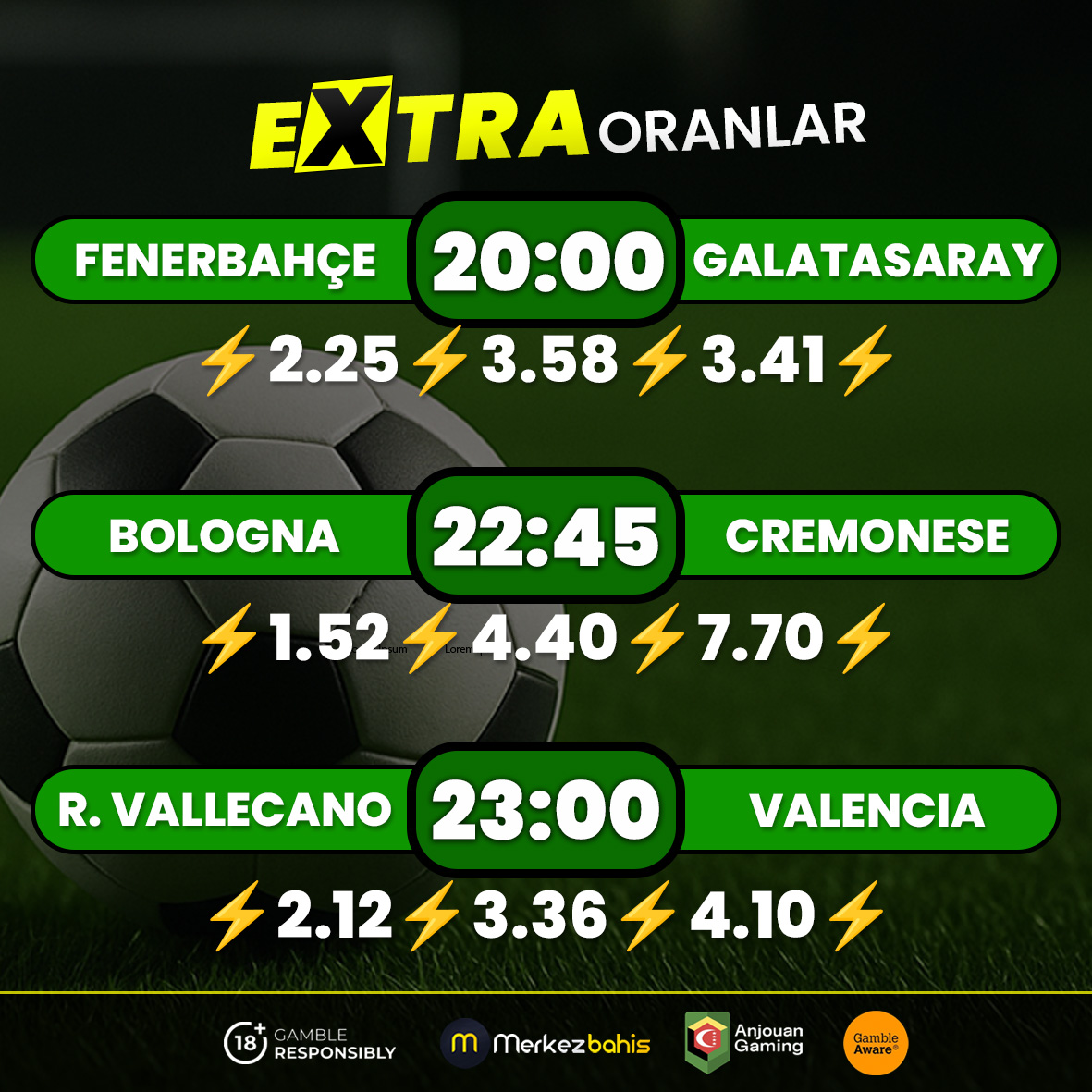 ⚽️GÜNÜN MAÇLARI⚽️
↗️EXTRA Oranlar MERKEZBAHİS’te!

🎥 Tüm Maçlar Canlı Yayında
🔴 CANLI TV 8merkezplay.me
⚽️ GİRİŞ bit.ly/merkezsosyal

#bahis #misli #nesine #iddaa #bonus #merkezbahis #tipster #gundem #spor #futbol  #FBvsGS #FenerinMaçıVar #galatasaray #derbi