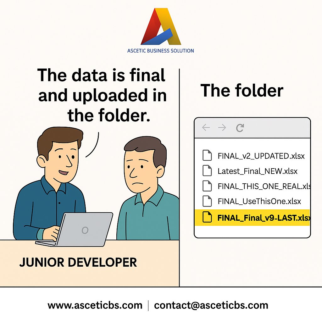 AsceticBs's tweet image. 😂 “The data is final.” — the most dangerous sentence in IT!

When your folder looks like a whole season of plot twists, even the senior dev can’t guess which “final” is actually final.

#DeveloperLife #OdooERP #DataManagement #AsceticBusinessSolution #AsceticBS #meme