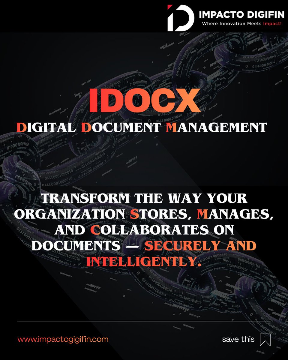 IDigifin's tweet photo. Manage your documents smarter with iDocX. Secure storage, automated workflows, real-time collaboration, and audit-ready compliance — all in one intelligent platform.

#DigitalTransformation #DocumentManagement #WorkflowAutomation #iDocX #fintech #impactodigifin https://t.co/sFddgKVCPk