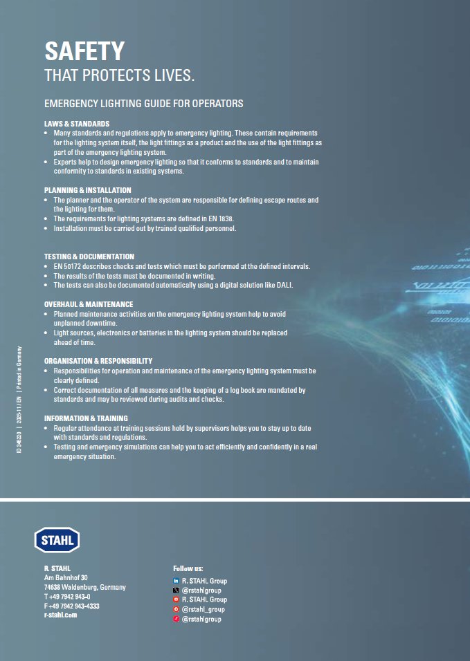 rstahlgroup's tweet image. 💡 Have you seen our new flyer for our LED emergency luminaire? It shows all key info at a glance: robust design, efficient LEDs, flexible use &amp;amp; safety-focused. 📨 DM us for the PDF &amp;amp; plan your emergency lighting with confidence! #EmergencyLighting #LED #Safety