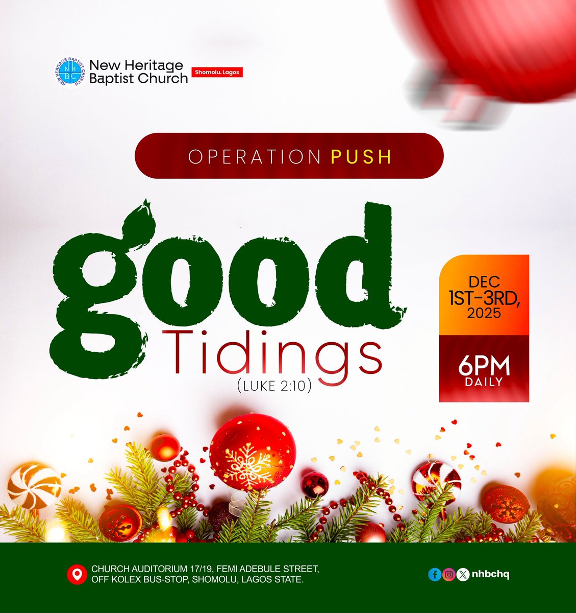 By the word of the LORD;
The LORD shall speak His peace concerning you. His joy shall saturate your life and family.

The root of fear and harm is terminated in your life and your faith prevails.

You shall enjoy timely angelic visitations and divine interventions.

#NHBCHQ