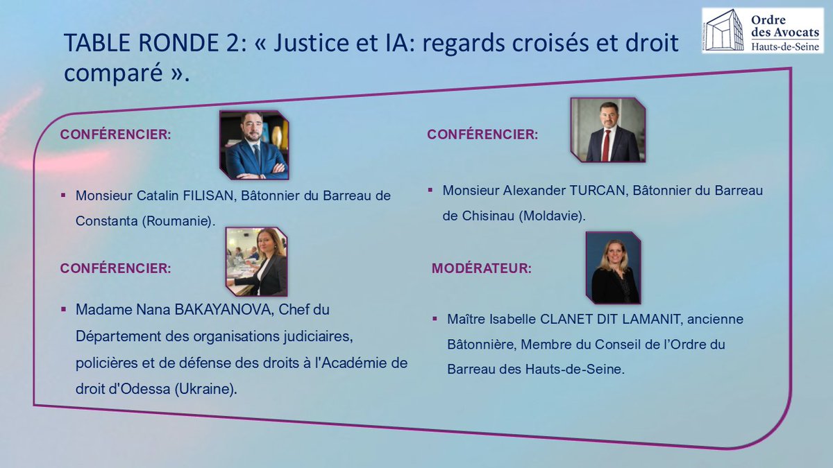 📢La justice au prisme de l'IA : entre innovation, éthique et souveraineté #avocats #barreau92 #IA #tech #droit #justice 
🌏Colloque international de #barreau92 avec <a href="/C_Frassa/">Christophe Frassa</a> mardi 2/12 de 9h à 12h à l'Ordre📆Gratuit - 3h de FCO - cocktail déjeunatoire ▶️ my.weezevent.com/colloque-inter…