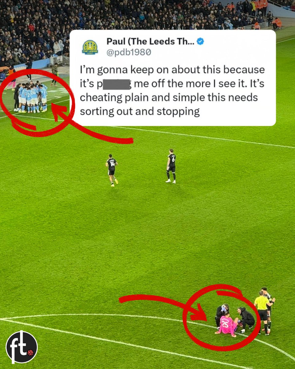 Footballtweet's tweet image. 👀 Yesterday during Man City vs, Leeds, with the away side piling on the pressure and looking the better side, Rúben Dias was caught signalling for Donnarumma to go down. 🤕

Seconds later, the keeper suddenly sat on the pitch with a “problem”… giving Pep the perfect chance to…
