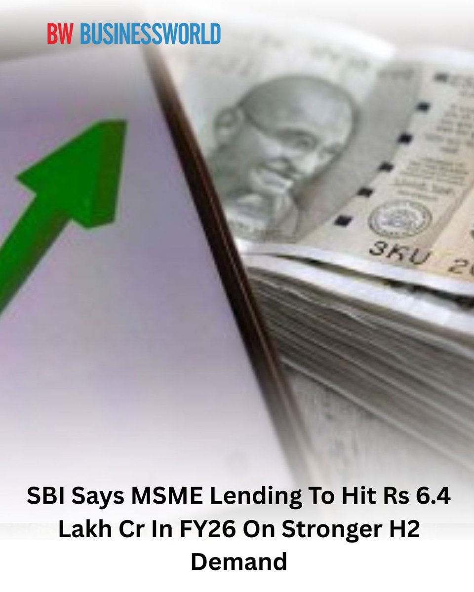 BWBusinessworld's tweet image. #BWOriginals: @TheOfficialSBI  Research projects MSME credit growth of Rs 6.4 lakh crore in FY26 as stronger lending in the second half boosts momentum

Read more: businessworld.in/article/sbi-sa…

Written by: Abhishek Sharma

@anuragbatrayo | @NFWarsia | Tanvie Ahuja

#MSMESector…