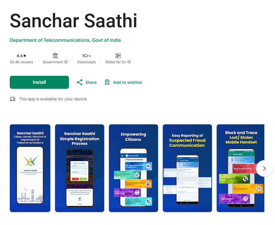 CryptooIndia's tweet image. 🚨 BREAKING: 🇮🇳 India orders all smartphone makers to pre-install the &quot;Sanchar Saathi&quot; app and make it non-deletable on all new devices.

Smartphone companies have 90 days to comply.