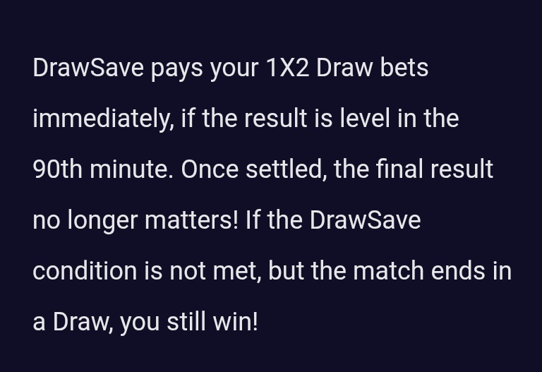 kobkobkobkob101's tweet image. Drawsave Works only if the The Result is Level in the 90th minute... Whatever happens after that Drawsave option doesn&apos;t work. 

🎲🎲