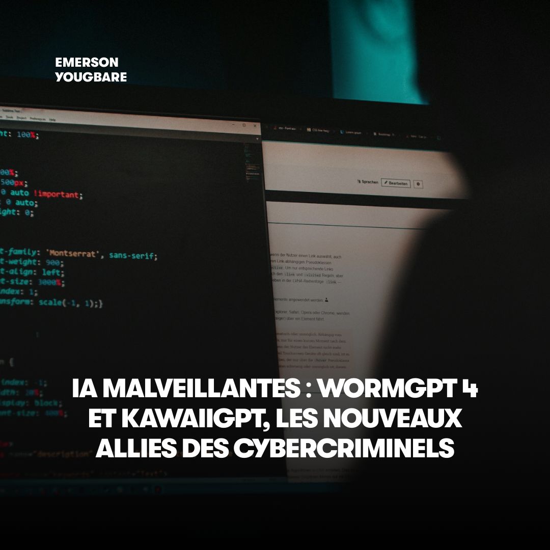 emzrsxn's tweet image. Dans un monde où l’intelligence artificielle (#IA) transforme nos vies quotidiennes, une ombre grandissante plane sur le paysage numérique : l’émergence d’IA malveillantes conçues pour alimenter la cybercriminalité. Des outils comme #WormGPT4 et #KawaiiGPT, libérés des garde-fous…