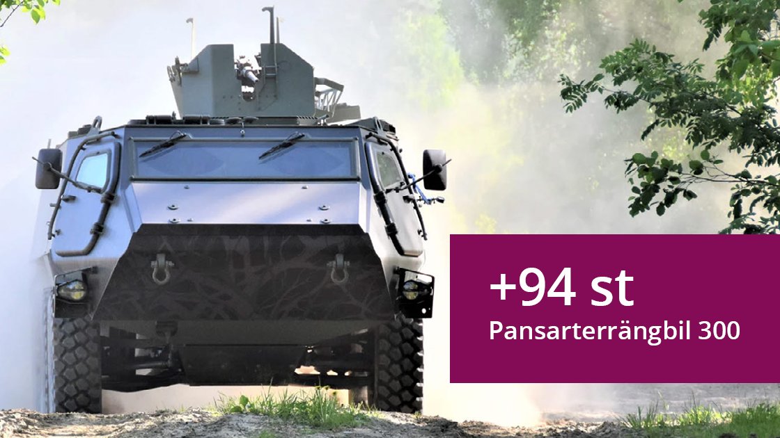 ForsvarsdepSv's tweet image. Sverige fortsätter stärka armén. FMV har nu beställt ytterligare 94 stycken Pansarterrängbil 300 till ett värde av cirka 1,2 miljarder kronor. Totalt kommer 415 fordon att levereras till Försvarsmakten under åren 2025–2030.