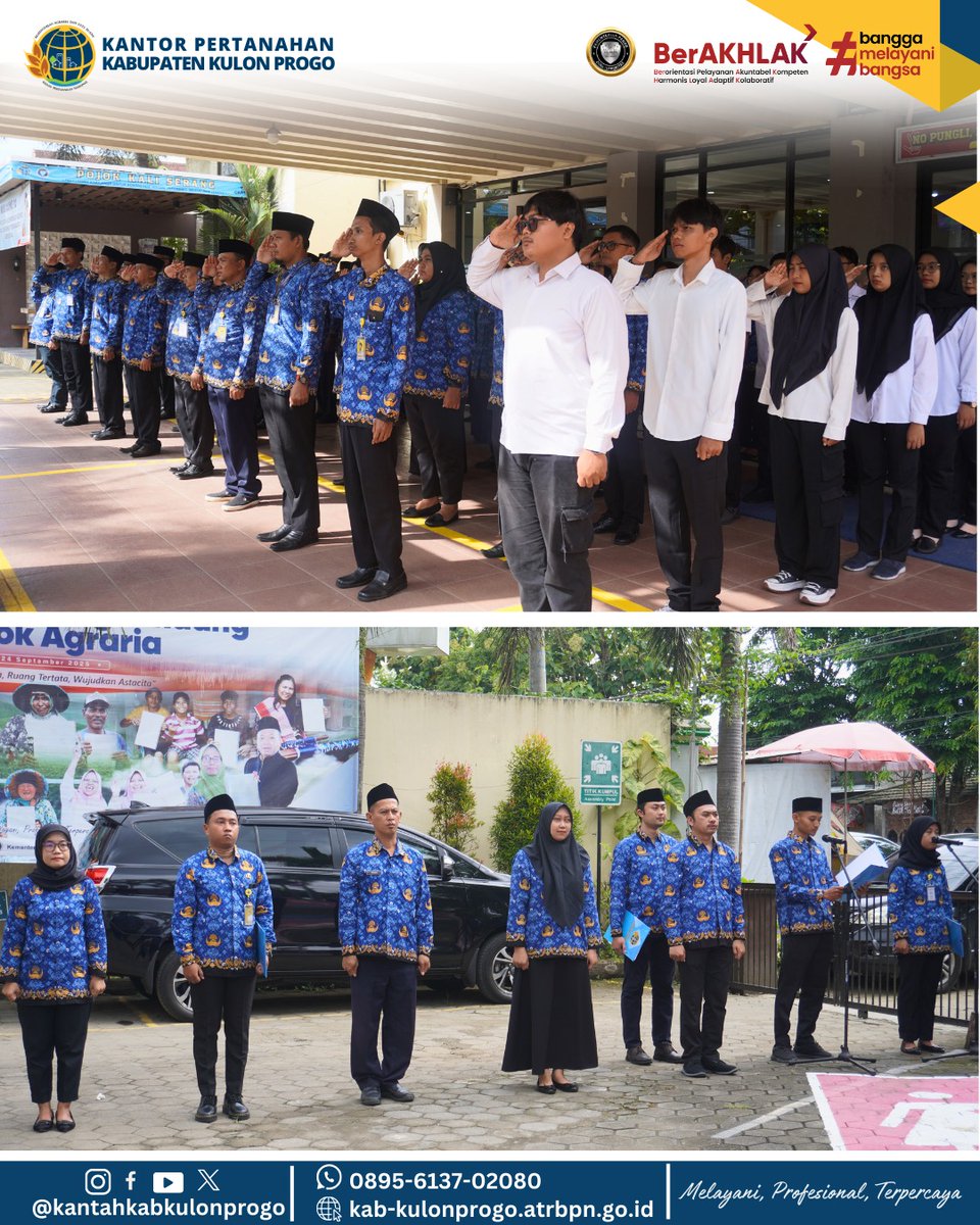 atr_bpnkprogo's tweet image. Hai #sobatATRBPN Kulon Progo
Kantor Pertanahan Kabupaten Kulon Progo melaksanakan Upacara Memperingati Hari KORPRI ke-54 Tahun pada Senin, 01 Desember 2025 bertempat di halaman kantor Pertanahan Kabupaten Kulon Progo. 

#KantahKulonProgo
#KementerianATRBPN
#ATRBPNKiniLebihBaik