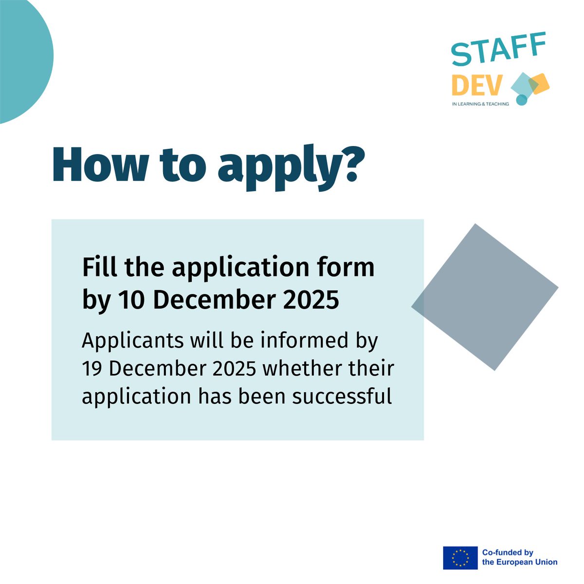 Are you interested in university staff development in learning &amp; teaching?
📣 Applications for #STAFFDEV_EU Masterclass 3 are open
📆 Dates: 23-25 March 2026
📍 Location: Ruhr University Bochum 
Deadline to apply: 10 December
More information: bit.ly/4bQZxtK