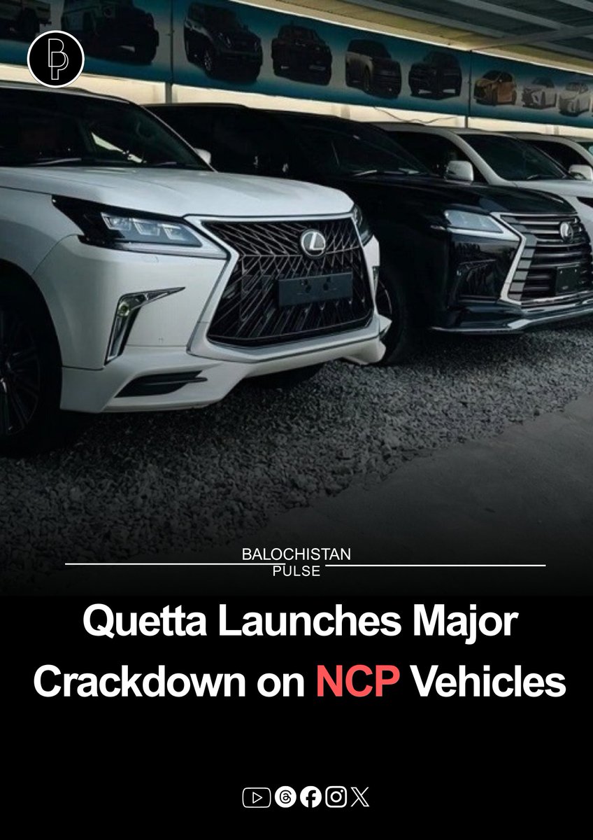 BalochPulse's tweet photo. Authorities in Quetta have launched a large-scale crackdown against non-custom–paid (NCP) vehicles. Customs teams, supported by other law enforcement units, carried out late-night raids on multiple showrooms across the city.
.
#QuettaUpdate #NCPVehicles #CustomsOperation #BalochistanNews #LawEnforcement #VehicleCrackdown