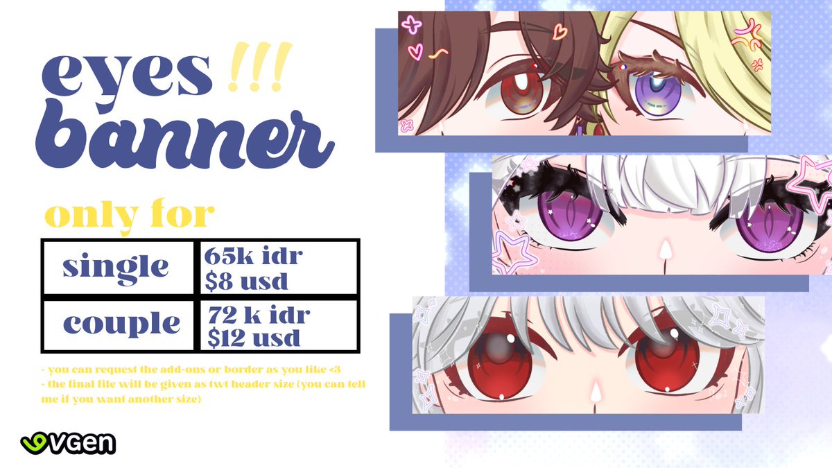 MI3CHICKEN's tweet image. 🌄 OPEN COMMISSION 🌌
[ ♡ + ↻ are very appreciated!] 

Hlo minnasan, my chibi, skeb and eyes banner commission are open again, you can dm me here or on Vgen if you&apos;re interested &amp;lt;3

Vgen : vgen.co/MI3CHICKEN

#commissionsopen #opencommissions #artidn #zonauang #zonajajan
