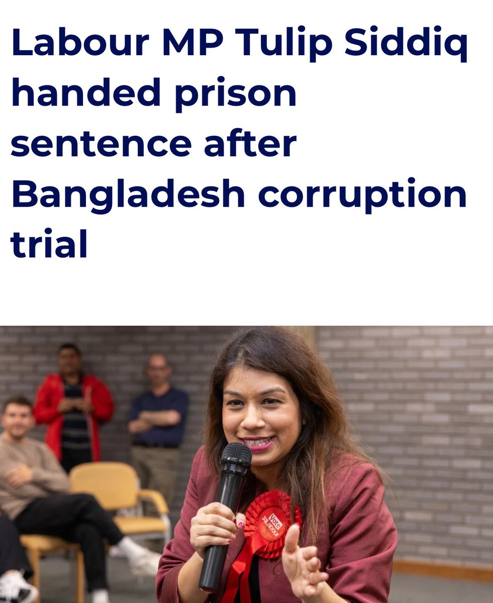 lucyjaynewhite1's tweet image. Foreign MPs should not be in the UK Parliament. I stand by this and will be proven correct over and over again.

Look at the news today. Bangladeshi-MP Tulip Siddiq is charged of corruption in Bangladesh and has been sentenced to two years in prison in Bangladesh.

Point proven.