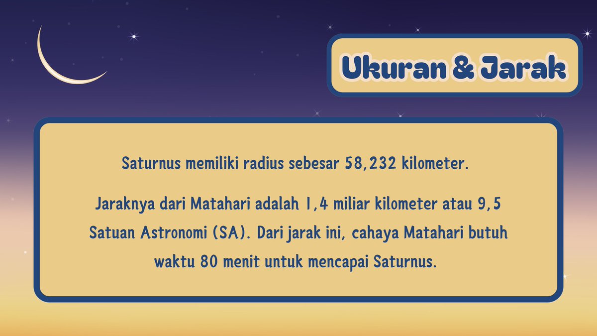 ProfsJeremius's tweet image. ㅤ
“Jika berbicara mengenai ukuran, Saturnus jauh lebih besar dari pada Bumi kita. Perbandingan ukurannya seperti ini. Jika Bumi hanya sebesar kelereng, maka Saturnus akan berukuran sebesar bola voli.”
ㅤ