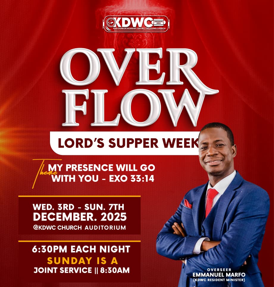 kdwcomanjor1's tweet photo. A powerful week of divine impartation and fellowship! Overflow – Lord’s Supper Week, themed “My presence will go with you” (Exo 33:14). Come expectant! https://t.co/yrySegWIAA