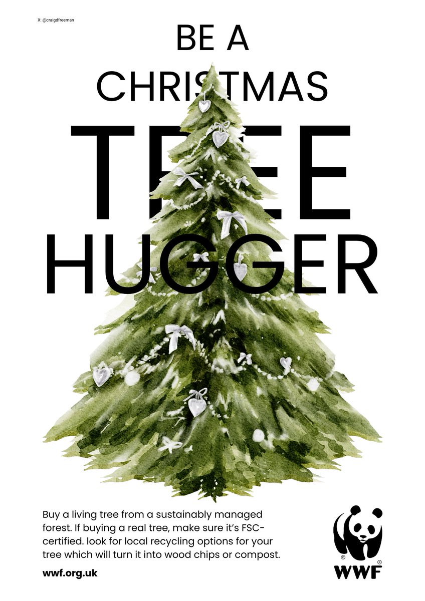 craigdfreeman's tweet photo. Be a Christmas Tree hugger. @WWF 

One Minute Brief of the Day - Create posters to advertise #ChristmasTrees 🎄

@OneMinuteBriefs https://t.co/woNtZZZ1K2