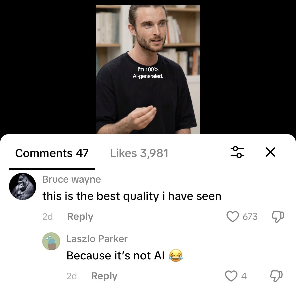 Fiquei muito feliz com o primeiro comentário.
Mas estou ainda mais feliz com a resposta.
Agora as pessoas acreditam