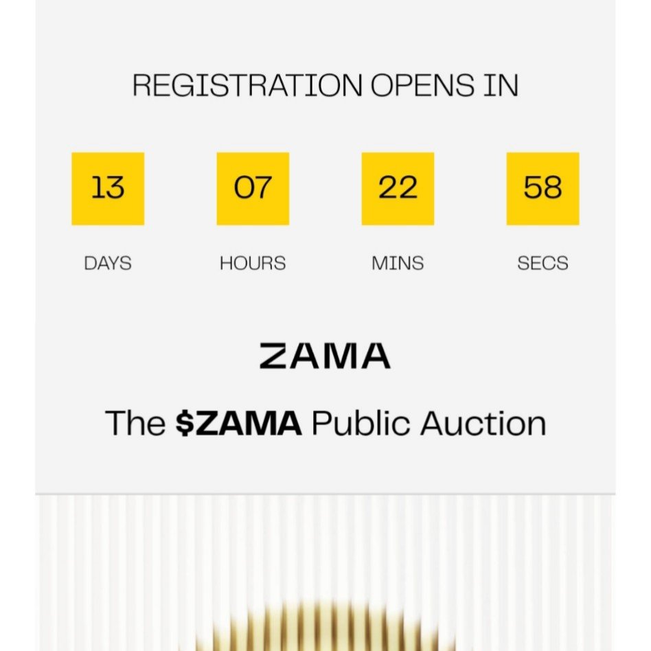 Den_6877's tweet photo. Upcoming Most Hyped Sale — $ZAMA
@zama 🔥 

Key Point On Sale

Total Suppy for Sale: 10%
Sale Type: Private Auction
Auction Chain: Ethereum Mainnet(Accepted Pairs: USDC / USDT / DAI)Vesting: 100% Unlocked at Claim
Max Allocation: $10,000 per wallet
Single Price for Everyone

Time For Auction

Bidding: Jan 12 → Jan 15
Allocation: Jan 16 → Jan 19
Claim & Refund: Jan 20

Auction Faqt 

✅ Bid Above Closing Price
→ You receive full allocation
→ Any excess is refunded at the average price

✅ Bid At the Closing Price
→ Allocation is distributed proportionally if oversubscribed

✅ Bid Below Closing Price
→ You receive a 100% refund
No tokens allocated

Fair single-price model
Private bid protection
No lockups