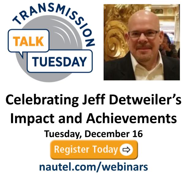 nautelbroadcast's tweet image. Join Jeff Welton for a special Transmission Talk Tuesday webinar as we celebrate the remarkable career of Xperi&apos;s Jeff Detweiler, who is retiring after almost 50 years in the broadcast industry. Register now 👉ow.ly/mynC50XyJjN
#RadioBroadcast #BroadcastEngineering