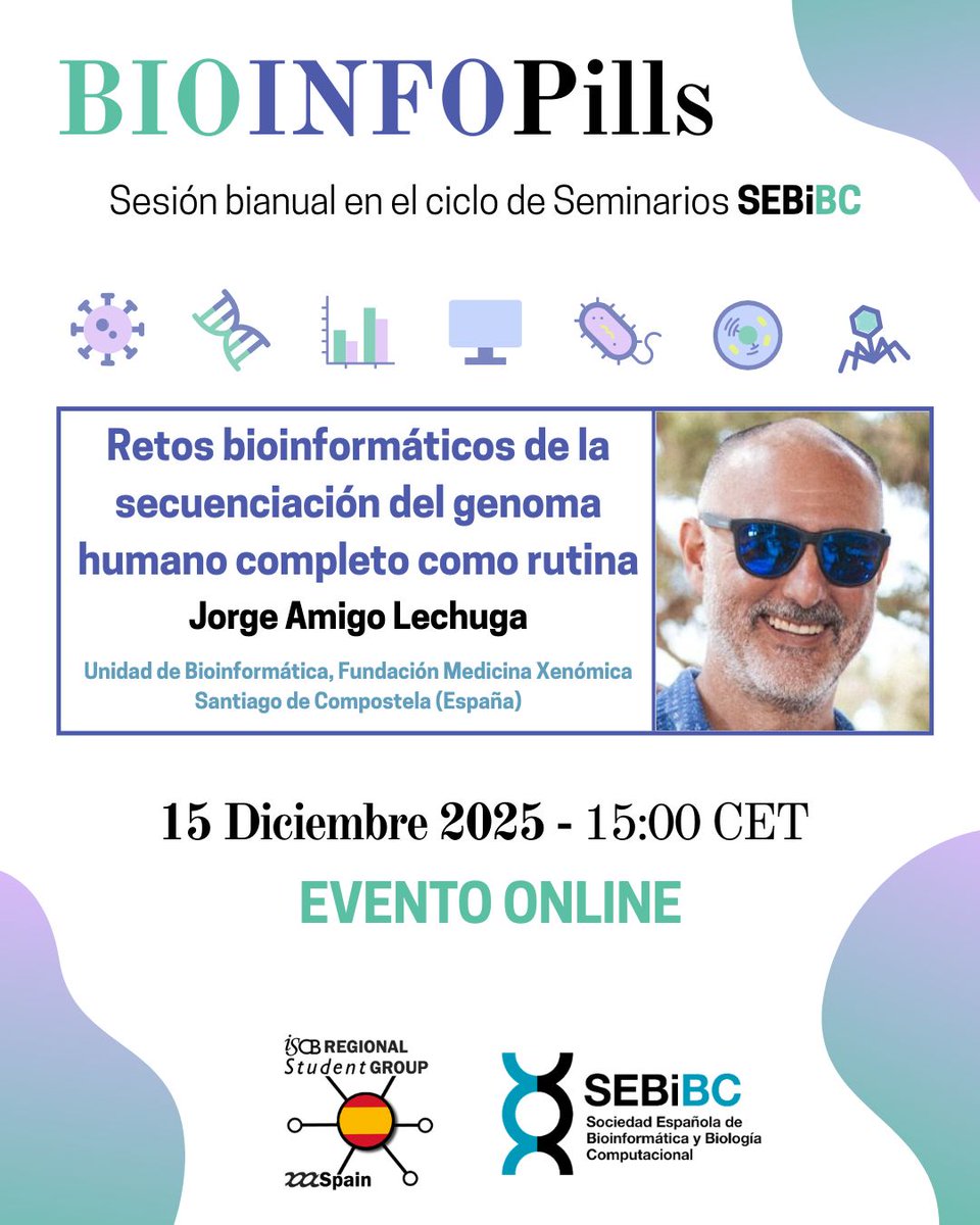 RSGSpain's tweet photo. ¡Último #BioinfoPills del año, donde @amigolechuga nos hablará sobre el análisis y gestión de genomas completos!
💻 Evento online y gratuito
📆 15 de diciembre a las 15:00 CET
📌 Canal de YouTube de la @SEBiBC_es 👉 https://t.co/TiJMhuJByT
🤔 ¿Quieres saber más del evento?👇 https://t.co/JLrAYwz64F