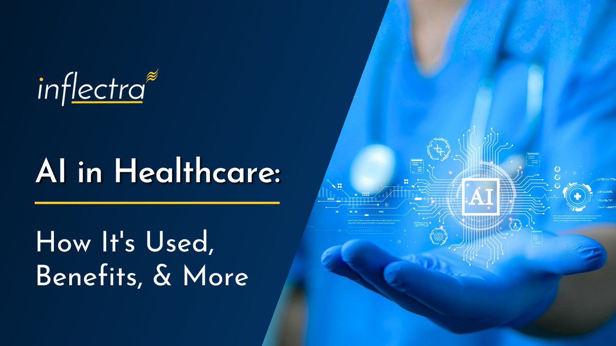 inflectra's tweet photo. AI in Healthcare: How It's Used, Benefits, &amp; More 🩺

Discover how #AI is boosting diagnostic accuracy, streamlining operational efficiency, &amp; transforming patient care. Learn about the key benefits &amp; the essential challenges here 👉 https://t.co/AeszoH8i4p

#Healthcare #MedTech https://t.co/FOAzsrLRe6