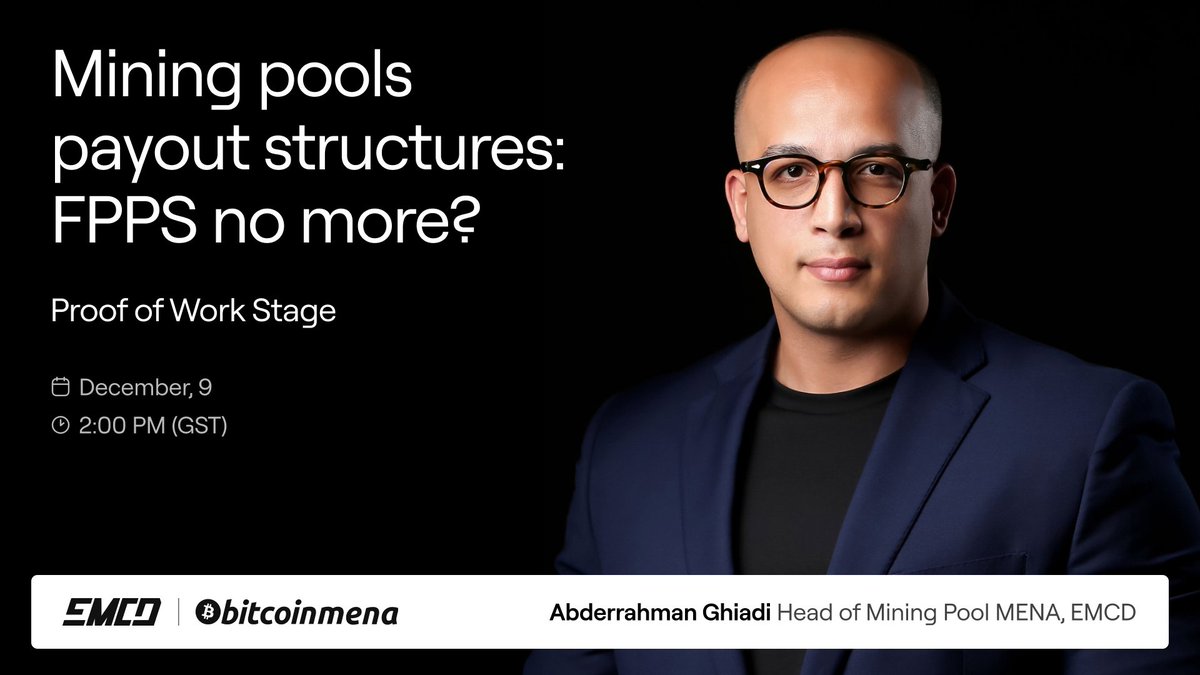 We’re heading to Abu Dhabi for <a href="/bitcoinmenaconf/">Bitcoin MENA Conference</a> 🇦🇪

Catch our Head of Mining Pool MENA, Abderrahman Ghiadi, on Dec 9 at 2 PM GST — breaking down mining trends, infrastructure, and pool payouts.

See you at the Proof of Work Stage  👋