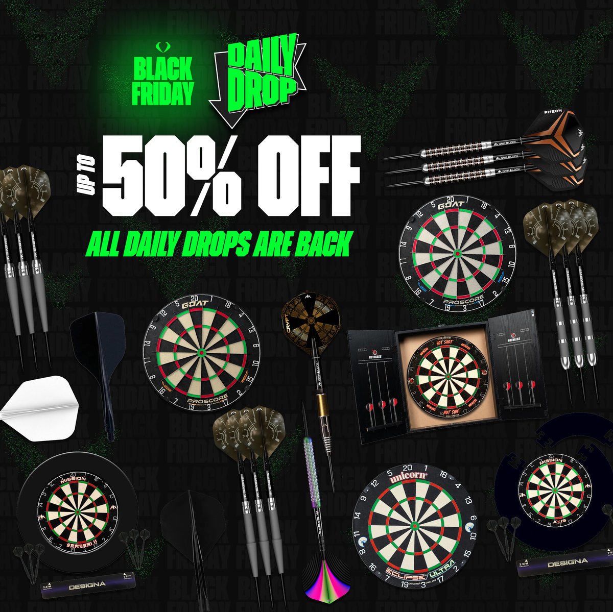📢IT'S CYBER MONDAY📢 
Our epic Black Friday Daily Drops are here for ONE MORE DAY!
dartscorner.co.uk/collections/bl…
Last chance to shop up to 50% off the best deals - so get them while you can 👀
