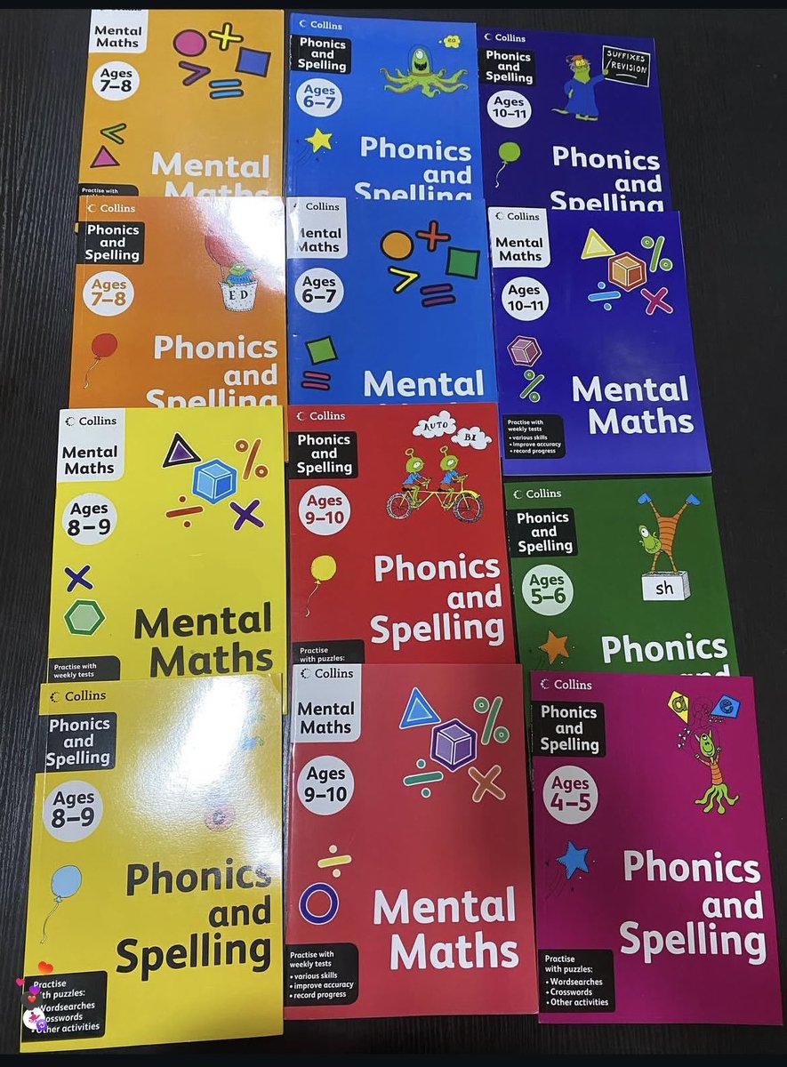 booknetworkng's tweet photo. So the Collins Spelling &amp; Phonics and Mental Maths books just dropped, and I swear, these two together are insane for building your child’s literacy and numeracy. Ages 4-11. Full set ₦7,800. Seriously, why would you let your child miss out? Grab it now. https://t.co/wS2EAsTl5V
