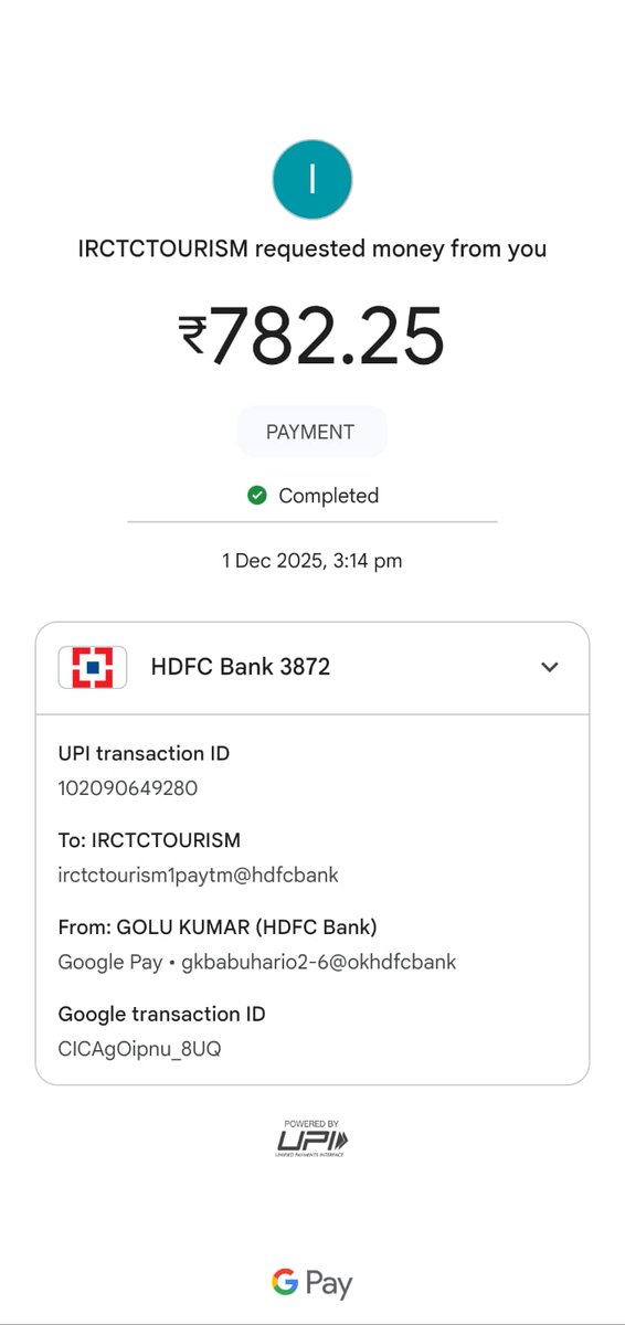 golu10p's tweet photo. I booked a ticket, the ticket was not booked but the money was deducted from my account and the website is not showing anything. When will I get my money? @IRCTCofficial @RailMinIndia @RailMinIndia @RailwaySeva @RailwaySeva https://t.co/cc1j6aDGis