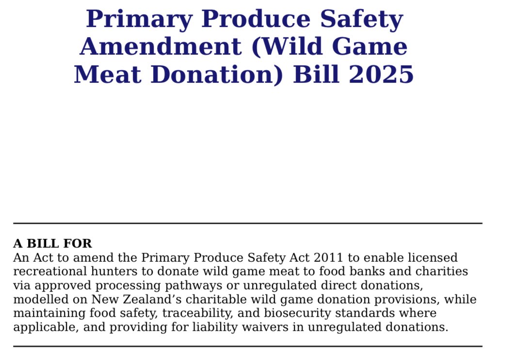 PhillipBiggInd's tweet photo. As president of @ShootersUnion Tasmania I have sent out a draft template Bill to all members of parliament to allow game meat donations.
#politas #taspol #SolutionHunters https://t.co/u08lKiGyfd