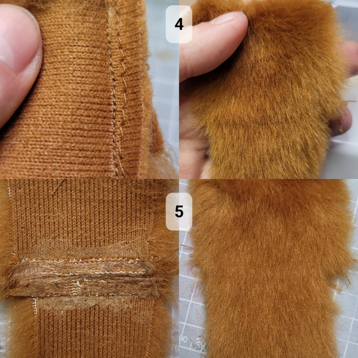 Super quick picture tutorial of how I did the seamless seam on short fur yesterday! 

I'll do something more in depth once I have the details down, like exactly how far apart to make the seams, does thread thickness make a difference, etc

But for now here's what I've got so far!