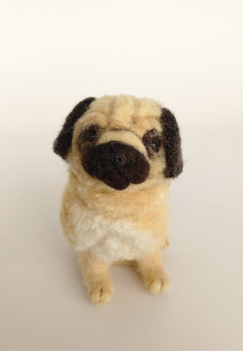 お座りパグさん🐶 minneで販売中です✨️ ＃羊毛フェルト ＃パグ