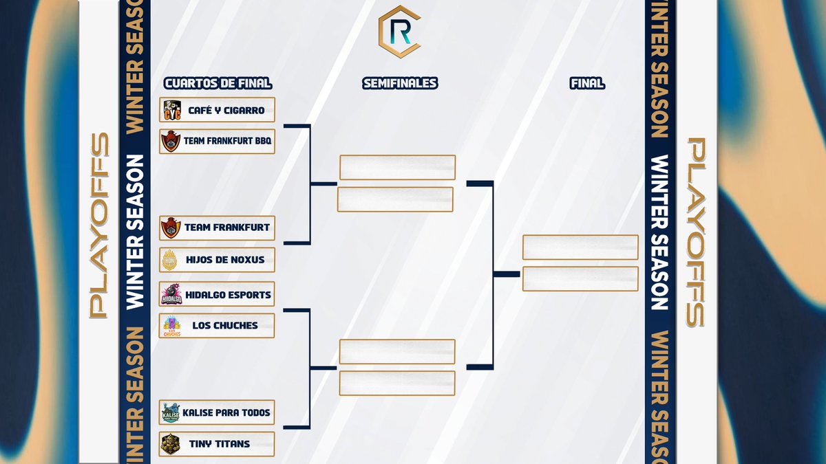 🔷 ESTOS SON LOS PLAY-OFFS DE COR WINTER SEASON 2025

Desde hoy hasta el 7 de Diciembre los equipos clasificados competirán por el título.

¡Ya está todo listo para la siguiente fase de #championsofruneterra! ❄️