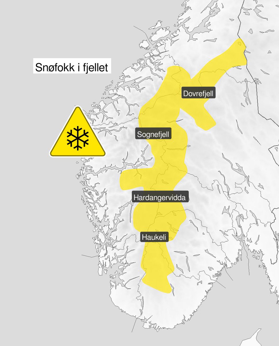 MetAPI25's tweet image. Snø sammen med kraftig vind vil gi snøfokk på fjellovergangene i Sør-Norge fra mandag kveld til tirsdag kveld 🌬️❄️

Vær forberedt på at veier kan bli steng eller kollonnekjøring kan bli innført på kort varsel⚠️

Du kan sjekke veimeldinger på vegvesen.no/trafikk 🚗