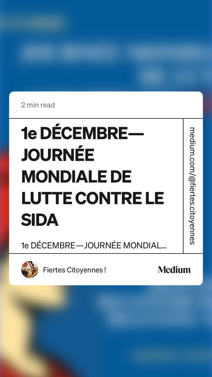 « Le 1er décembre est un moment de mémoire et de vigilance. C’est aussi un moment d’espoir (…). Nous savons que la solidarité sauve des vies. Nous savons qu’une société qui refuse l’abandon et choisit la justice peut mettre fin à l’épidémie. » medium.com/@fiertes.citoy…