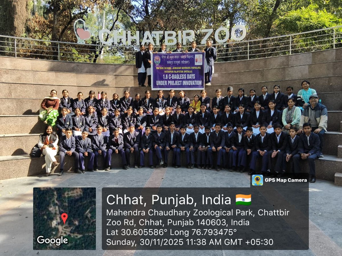 jnv_patiala's tweet image. “Under the Bagless Days Activity Campaign, JNV Patiala students visited Chhatbir Zoo on 30.11.2025 to explore the rich biodiversity. A day full of learning, curiosity, and excitement!”#baglessdays
#nvs
#JNV
@NVS_HQ
@NVSHqNoida
@ChdNvs
@NVSHQ_