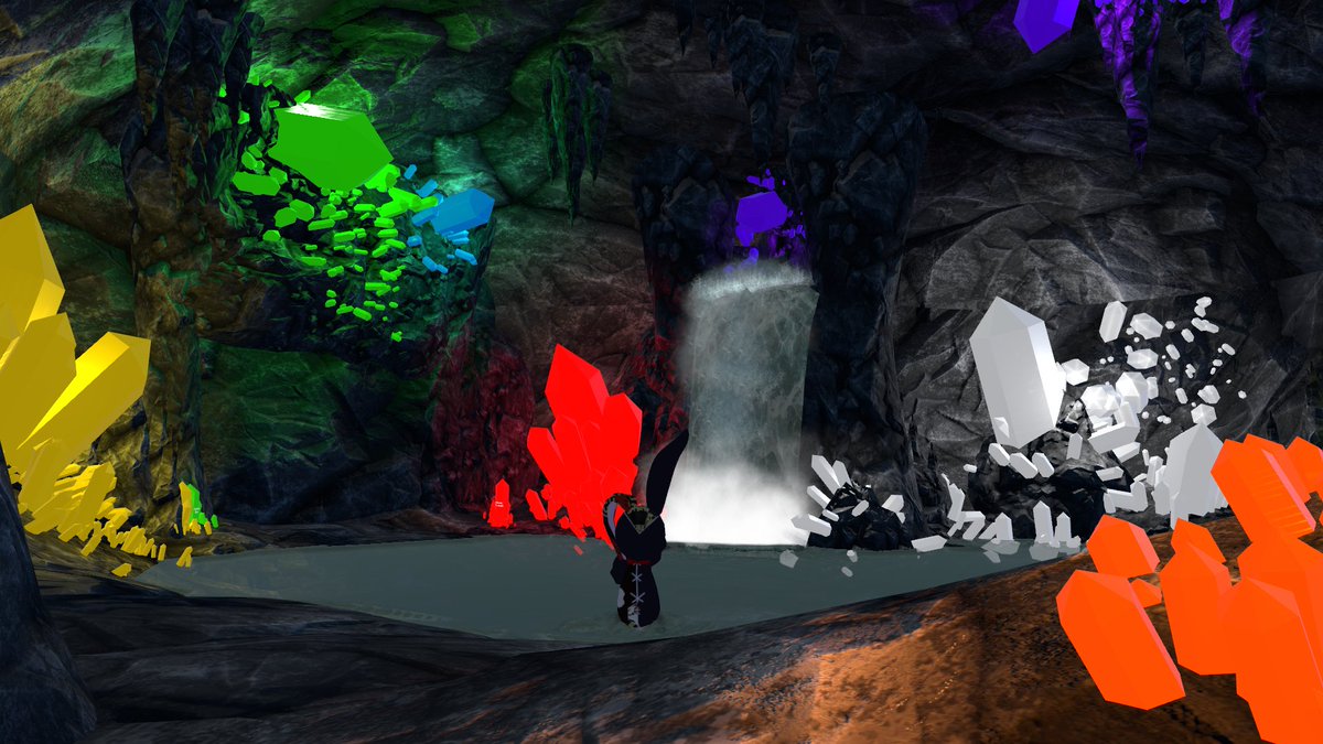 iversno's tweet image. 【Crystal cave】
#ROOMワールド
洞窟と色とりどりのクリスタルが印象的なお部屋。
居住スペースは比較的狭いですが、ベッドとモニタがあるので、ひとまず十分かもしれません。
PC周りが７色に光っているような方にもおすすめ。
#VRChat_world紹介 #VRChatワールド紹介