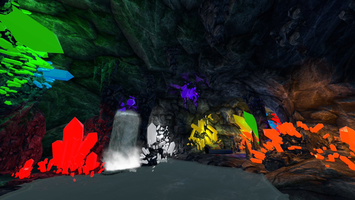 iversno's tweet image. 【Crystal cave】
#ROOMワールド
洞窟と色とりどりのクリスタルが印象的なお部屋。
居住スペースは比較的狭いですが、ベッドとモニタがあるので、ひとまず十分かもしれません。
PC周りが７色に光っているような方にもおすすめ。
#VRChat_world紹介 #VRChatワールド紹介