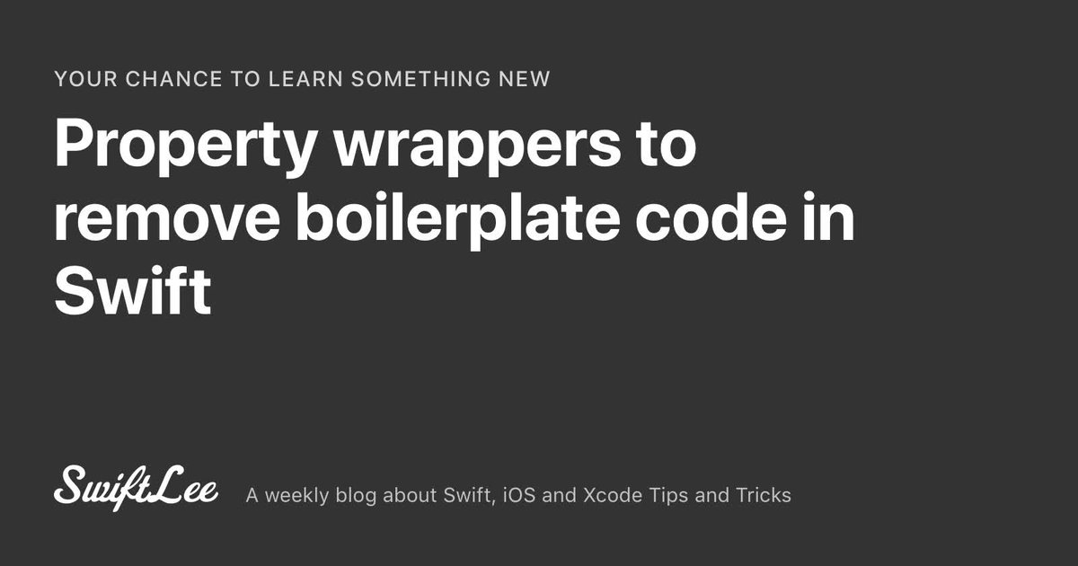 twannl's tweet image. Have you tried out property wrappers in #swiftlang already?

avanderlee.com/swift/property…

👋🏻 Bye, bye, boilerplate code
🧐 Hello improved readability

#swiftlang #ios #iosdev #xcode