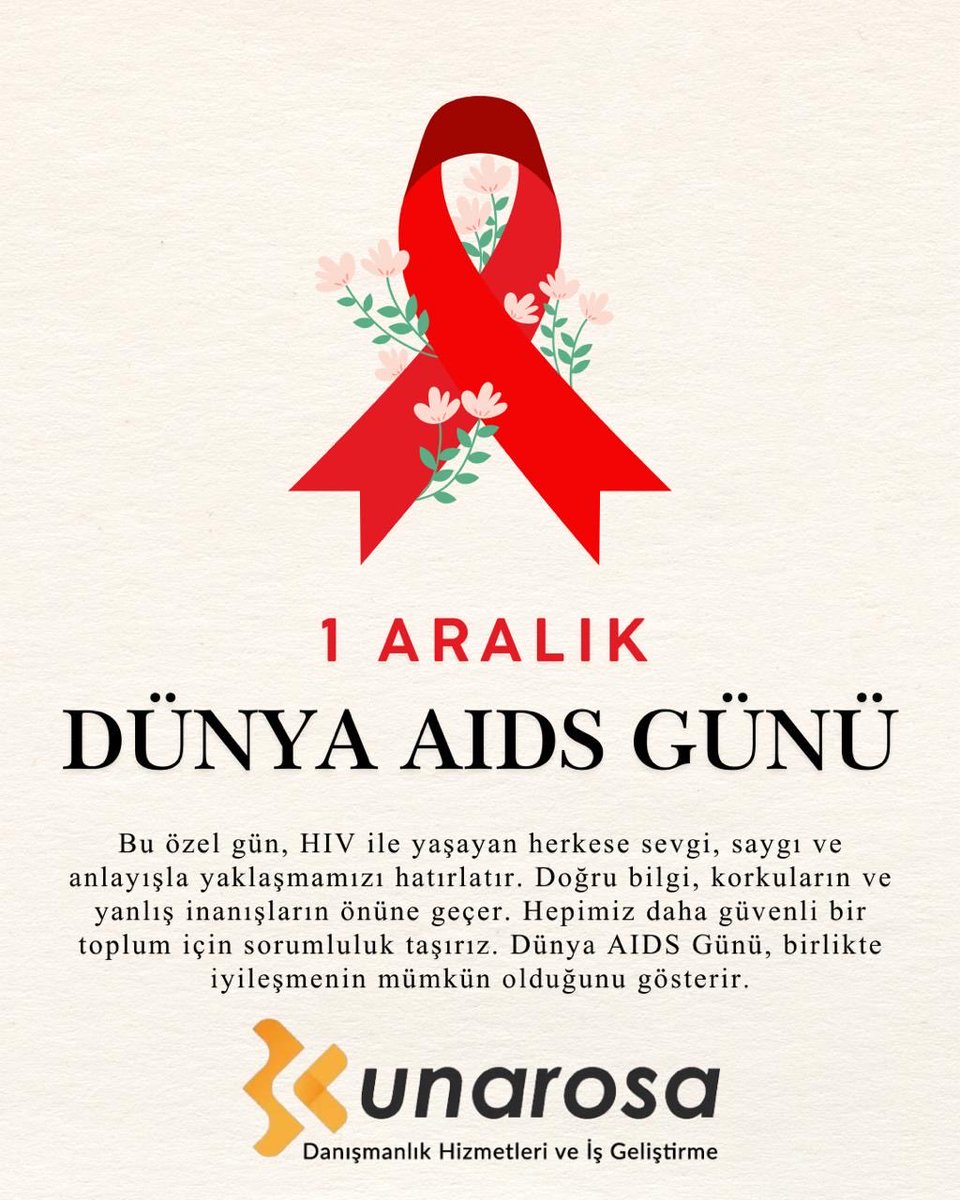 bkunarosa's tweet photo. 📍1 Aralık Dünya AIDS Günü

Bugün, HIV ile yaşayan bireylerin yaşam mücadelesine saygı duymak, farkındalığı artırmak ve toplumdaki önyargıları ortadan kaldırmak için önemli bir gündür. https://t.co/x6EwnhbqU0