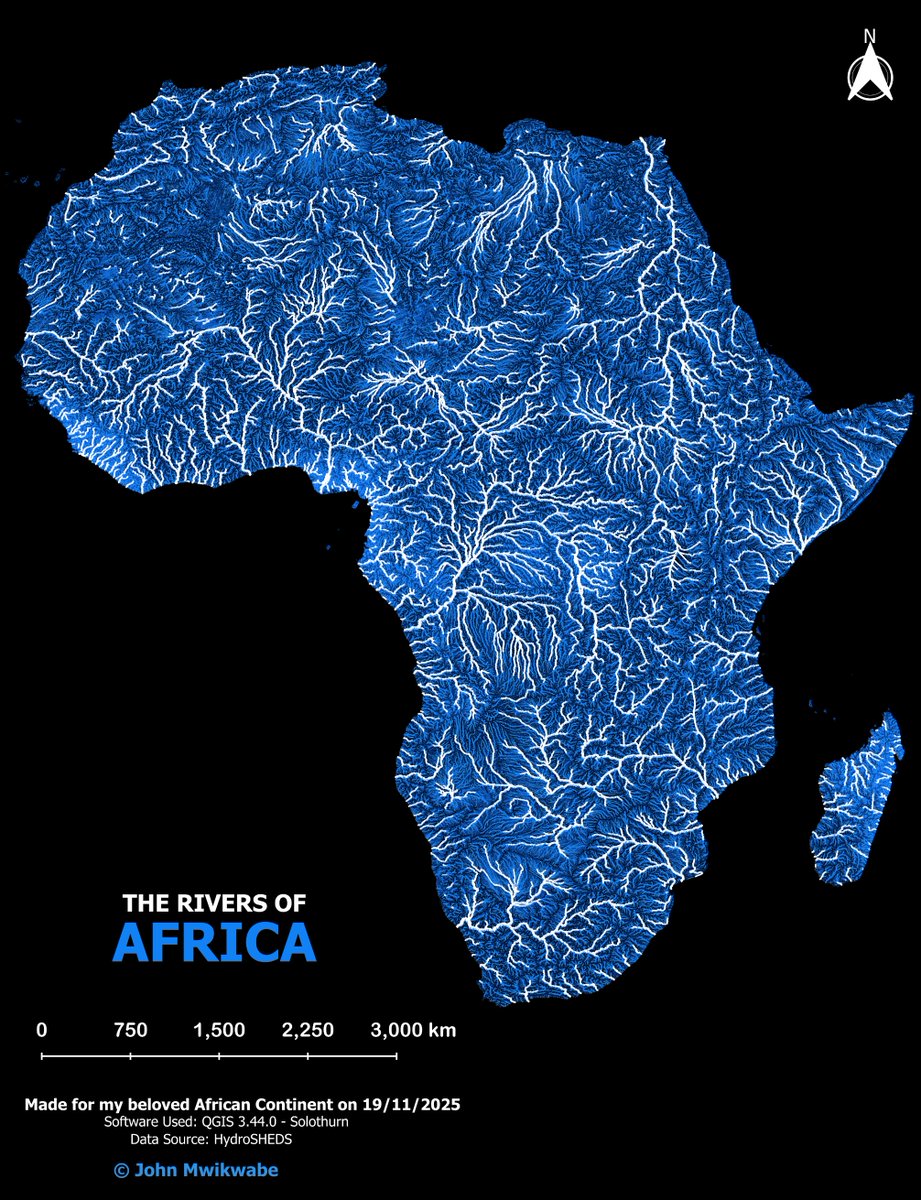 GeospatialRF's tweet image. Understanding the structure and connectivity of Africa’s rivers is essential for advancing #watershed protection, restoring riparian ecosystems, and designing sustainable water management strategies. More details; linkedin.com/feed/update/ur…