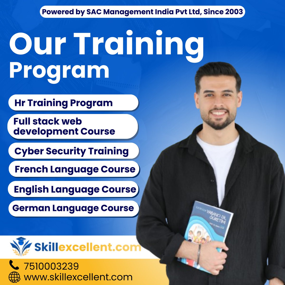 Skillexcellent1's tweet image. Skill Excellent—your gateway to powerful skill development and career growth! 

We proudly offer six high-impact courses designed to shape your future. 

Visit us : skillexcellent.com
Contact us : 7510003239

#hrtrainingprogram #fullstackwebdevelopmentcourse
