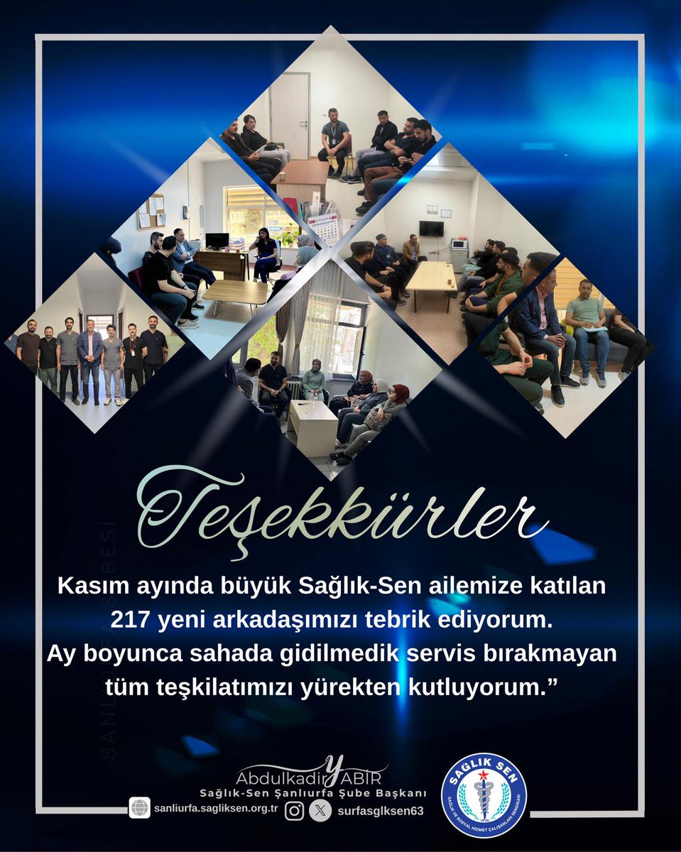 Kasım ayında  Şubemize 217 yeni sağlık çalışanı meslektaşımız katılarak ailemizi daha da güçlendirdi.
Her geçen gün büyüyen teşkilatımız, sağlık ve sosyal hizmet çalışanlarının sesi olmaya, hak mücadelesini en güçlü şekilde sürdürmeye devam ediyor.
Bu büyük aileye katılan tüm