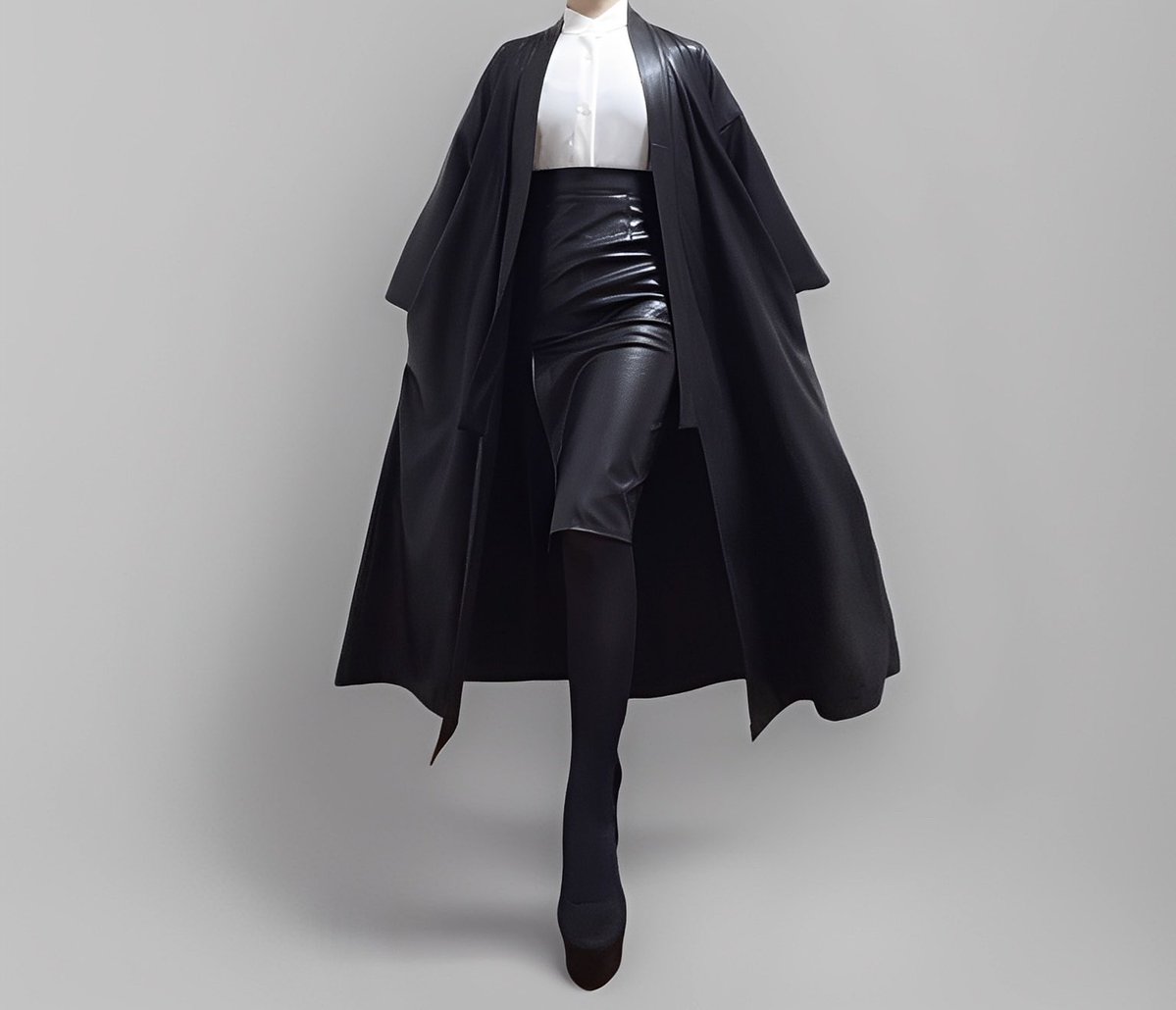 misamaru_kimono's tweet image. フェイクレザー着物でコートスタイル。
書生シャツとタイトスカートを合わせた大人の和洋折衷コーデがかっこいい！